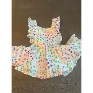 Numi Rainbow Stars Pinafore 2T EUC